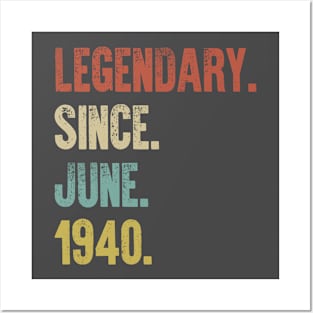 Retro Vintage 80th Birthday Legendary Since June 1940 Posters and Art